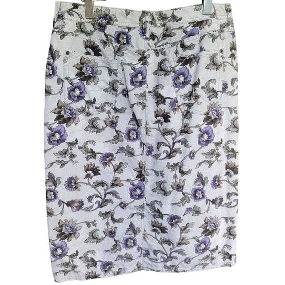 Eddie Bauer Corduroy Floral Pencil Skirt Straight Front Slit Cottage-cor… - Picture 3 of 15